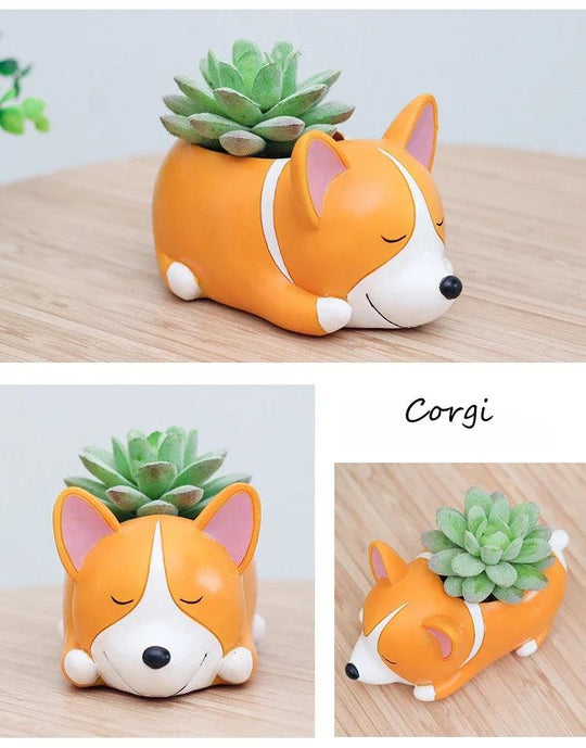 Cute Puppy Corgi Planter - Mini Succulent Pot for Bonsai