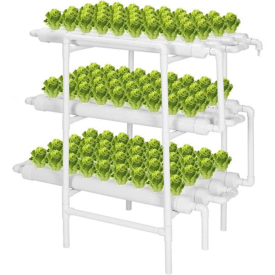 Hydroponics Growing System 108 Plant Sites – 3 Layers, 12 PVC-U Pipes Garden Kit for Leafy Vegetables