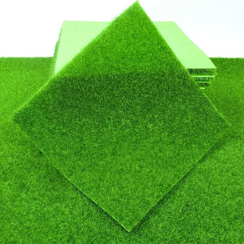 Artificial Lawn Grass Turf - Fake Grass Rolls for Simulation | Patio & Backyard | Synthetic Turf for Sale | 11.8"x11.8" & 5.9"x5.9" Green Mats