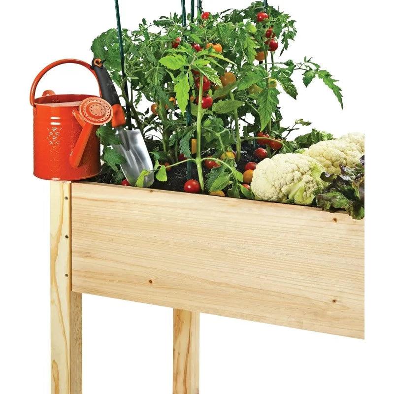 Raised Garden Bed with Legs 48x24x30" - Natural Cedar Wood Elevated Planter Box with Bed Liner