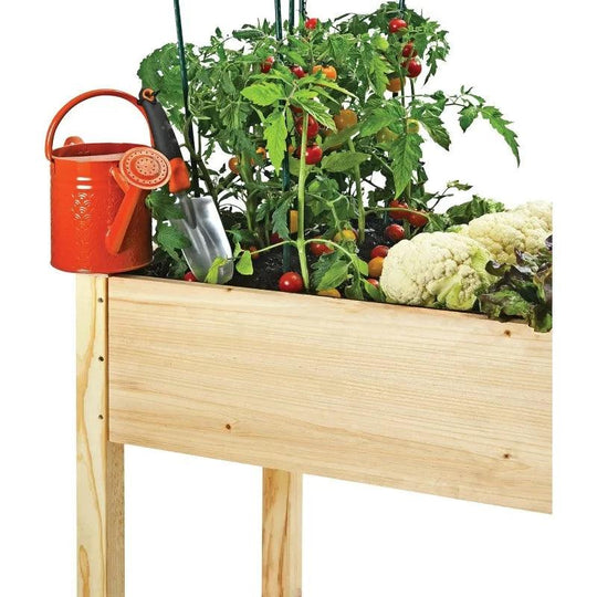 Raised Garden Bed with Legs 48x24x30" - Natural Cedar Wood Elevated Planter Box with Bed Liner