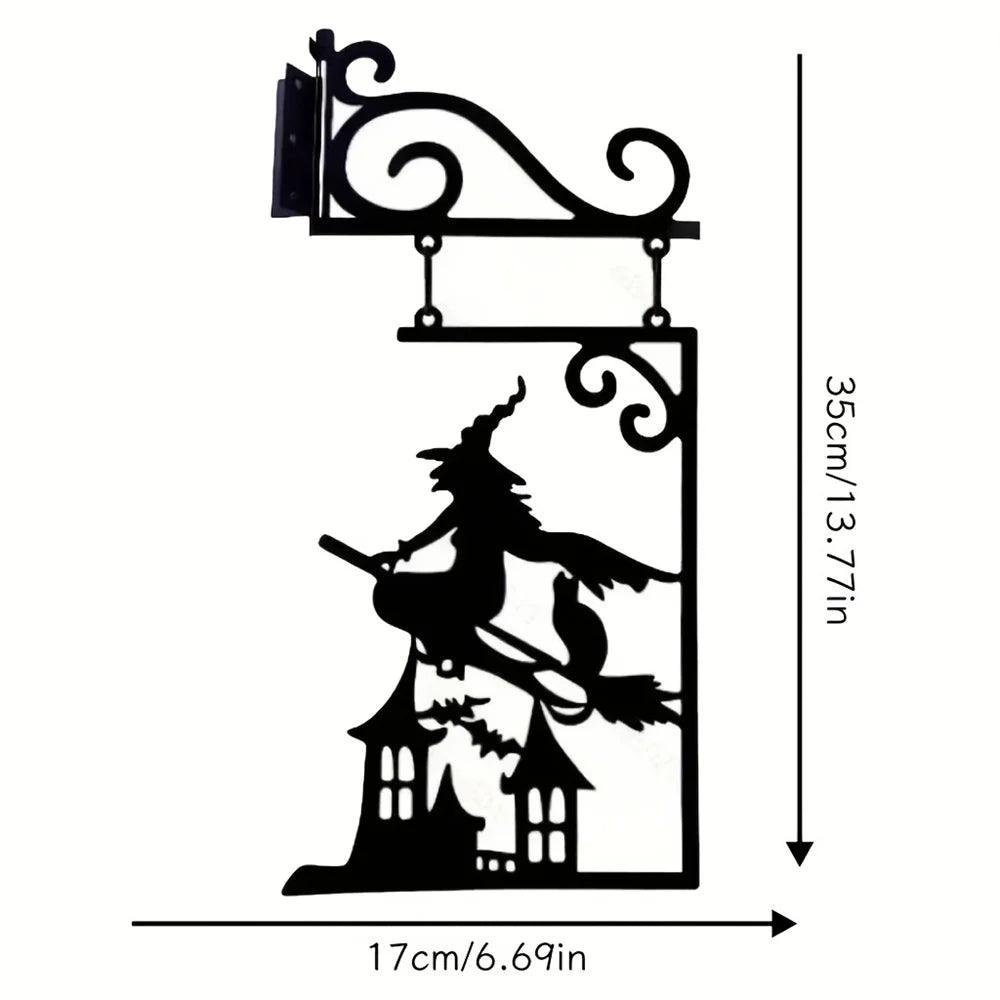 Halloween Metal Wall Decor Ghost Art with Witch, Pumpkin, Crow, Skeleton | Outdoor & Indoor Metal Wall Hanging Decorations