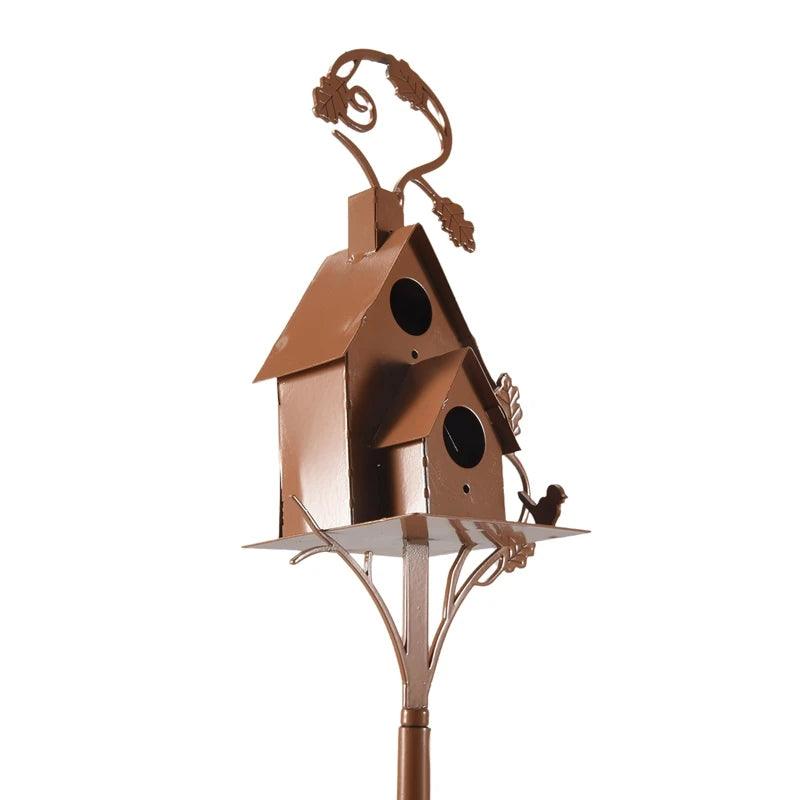 Unique Birdhouses with Pole | Metal Birdhouse Kits & Decorative Color of Copper Bird House Poles for Patio & Garden