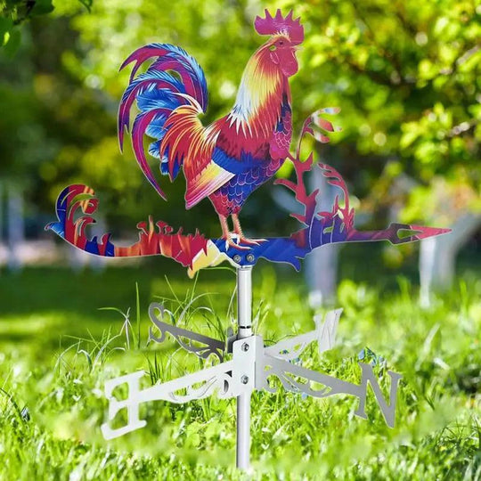 Rooster Weather Vane - Retro Metal Wind Direction Indicator for Roof & Garden Decor | Weathervanes & Yard Wind Spinners