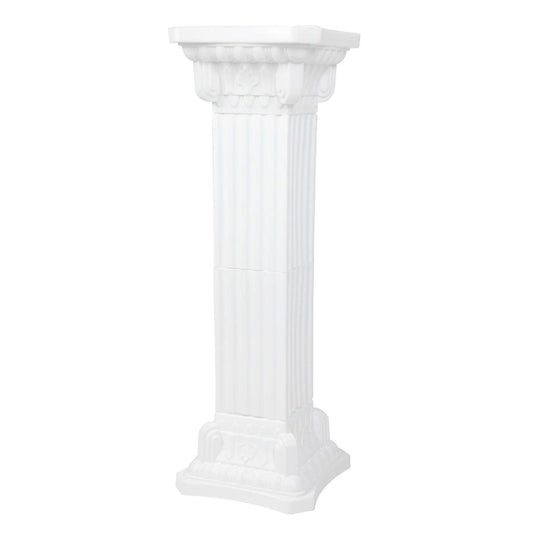 Roman Pillar Garden Pedestal Column Stand - White Outdoor Stone Sculpture Pedestal for Statues & Flower Pots