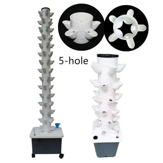 5-Hole Vertical Hydroponic Tower Planter - DIY Soilless Growing System for Garden and Balcony