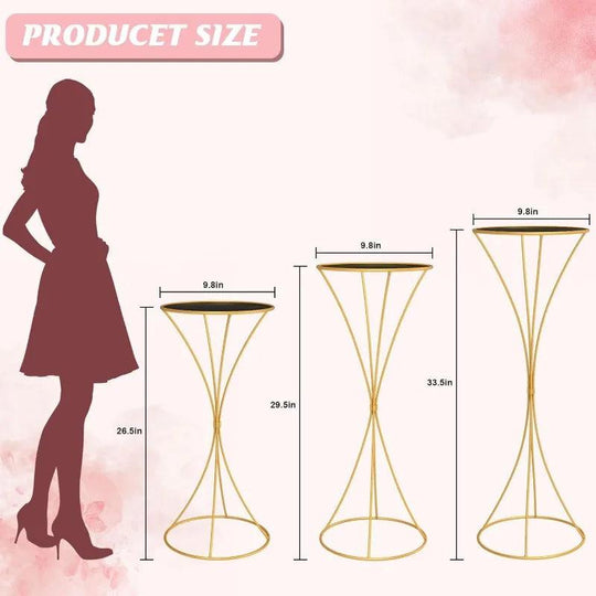 Gold Metal Planter Pedestal Stand - Tall Round Cylinder Plant Stand for Large Plants & Events