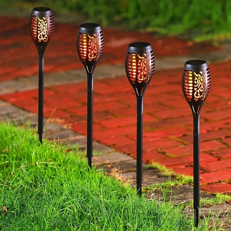 12 Led Solar LED Pathway Lights - Outdoor Waterproof Flame Lamps for Walkway, Driveway, and Garden 1/2/4/8/12pcs