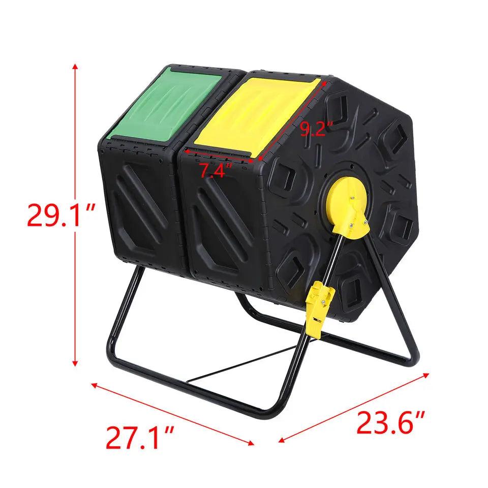 37 Gallon Compost Bin Tumbler 360° Dual Chamber - Best Rotating Compost Tumbler for Efficient Outdoor Composting - Large Capacity & Easy-to-Use