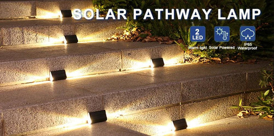 1/2/4/6 Pack - Two Sided Solar Outdoor LED Step Lights - Waterproof Deck, Stair, and Pathway Lighting for Enhanced Outdoor Safety