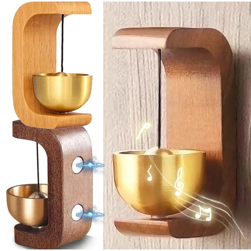 Solid Wooden Wind Chimes Doorbell | Magnetic Brass Wood Wind Chimes | Minimalist Entrance Home Decor