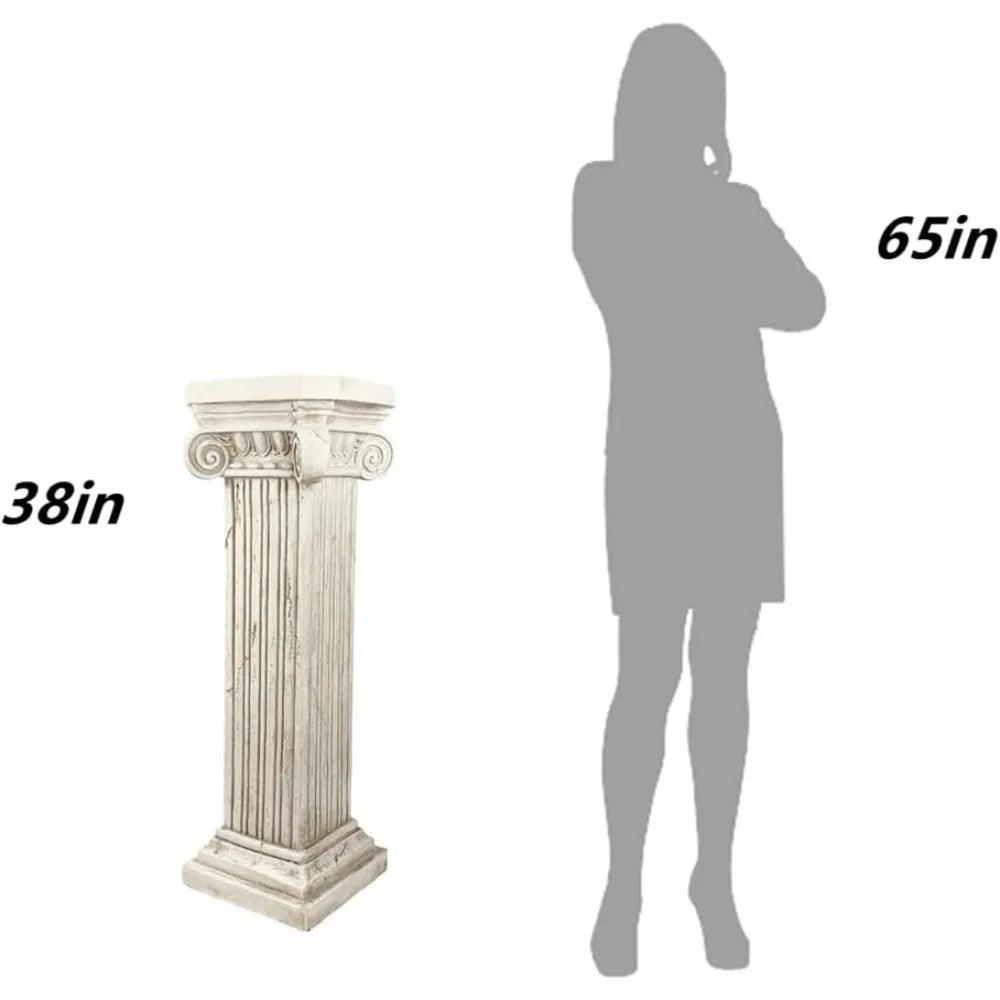 38'' Tall Pedestal for Statues - Magnesium Oxide Garden Sculpture Stand, Roman Column for Outdoor Decor, Wedding & Party