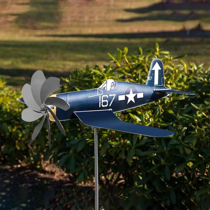 Aircraft Metal Wind Spinner | Stainless Steel Yard Wind Spinner | Garden and Lawn Decoration | Outdoor Windmill | Wind Spinners for Yard and Garden