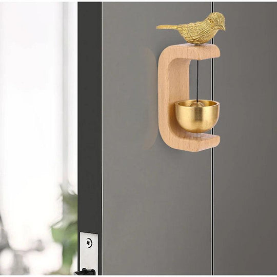 Solid Wooden Wind Chimes Doorbell | Magnetic Brass Wood Wind Chimes | Minimalist Entrance Home Decor