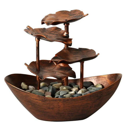 Small Tabletop Fountain | Soothing Indoor Waterfall with Lotus Leaf Design | Electric Pump & LED Lights | Ideal for Home, Office, Living Room Decor