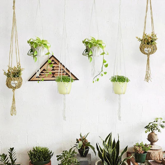 Indoor Wall Planters - Hanging Flower Pots, Vertical Garden Planters, Wall-Mounted Macrame Plant Hangers for Home and Garden Decor