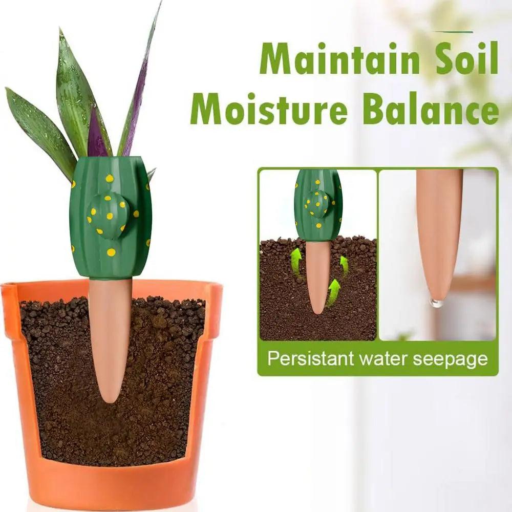 Efficient Plant Watering Insert - Cactus shaped Terracotta Watering Spikes for Garden & Potted Plants