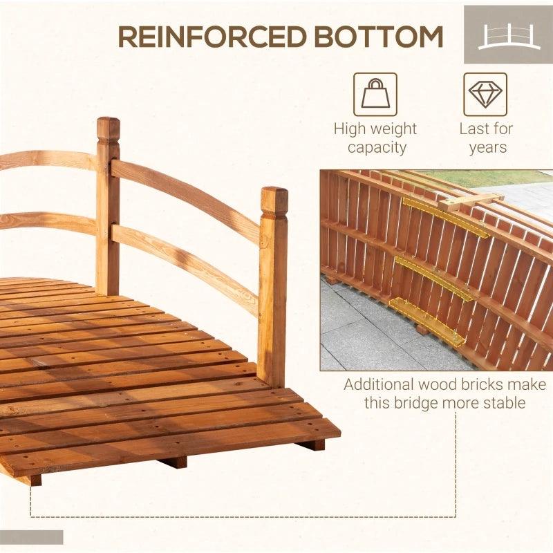 6FT Wooden Japanese Garden Bridge | 72.75" L x 28.25" W x 22.75" H Arc Footbridge with Guardrails | Ideal for Stream, Pond, or Backyard Landscape