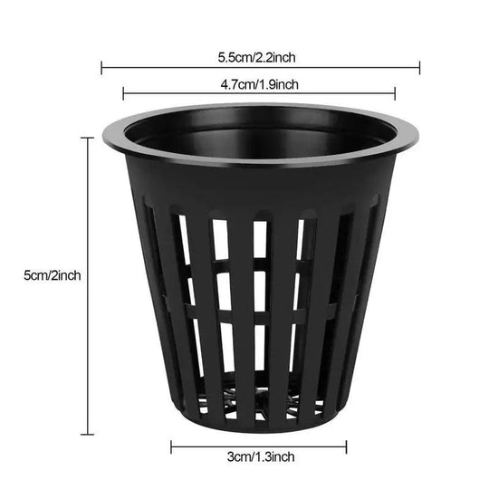 50/100pcs 2 Inch Hydroponic Net Pots – Slotted Mesh Wide Lip Plant Baskets for Vegetable Gardens