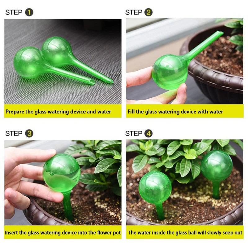 5pcs Water Balls for Plants - Glass Water Globes for Efficient Plant Hydration, Self Watering spikes Plastic Balls for Indoor & Outdoor Flowers