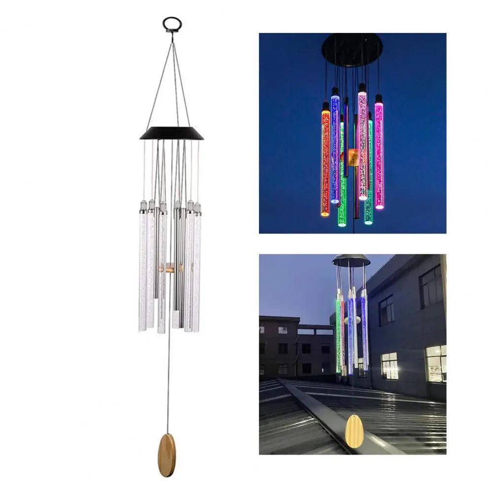 Solar Wind Chimes - 4.92” x 32.68” LED Lighted Waterproof ABS Wind Bell, Eco-Friendly Solar Powered Wind Chime with Hook, Perfect for Outdoors