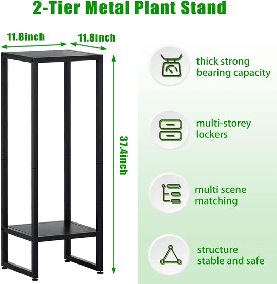 37.4" Tall Plant Pedestal Stand, Black Metal Plant Stand for Large Indoor Plants, Planter Pedestal & Urn, Stylish Pedestal Stands for Home Decor