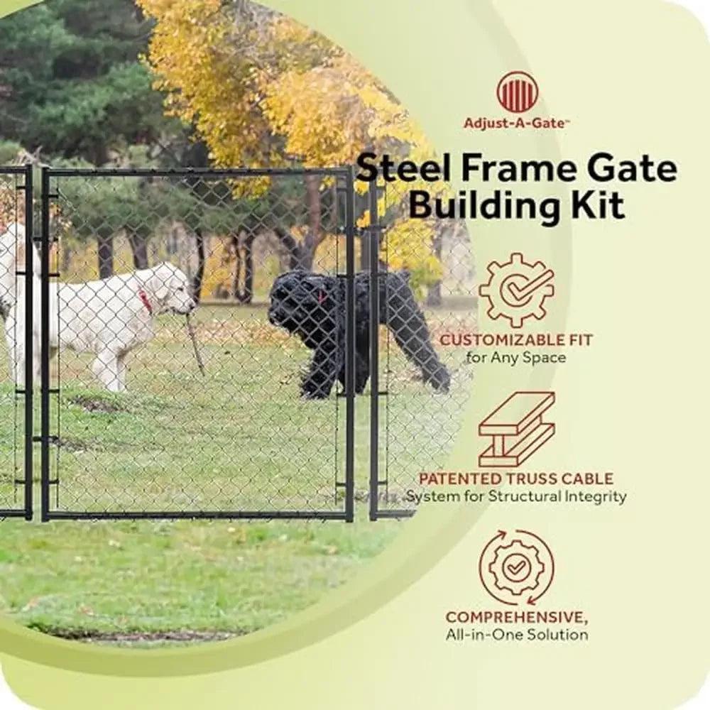 6ft Black Chain Link Fence Gate Kit - Adjustable, Durable, Privacy Solution for Secure Outdoor Fencing