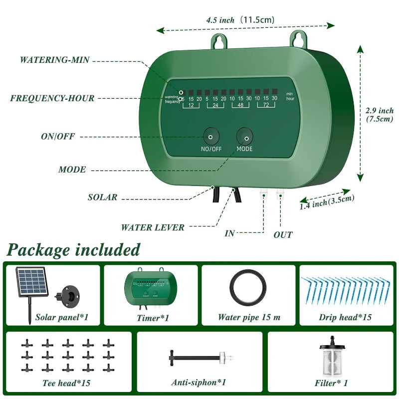 2024 Latest Solar Drip Irrigation Kit for Potted Plants – Automatic Garden Watering System with Timer