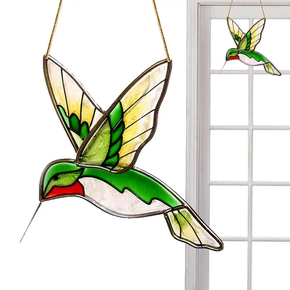 Stained Glass Suncatcher Hummingbird | Handmade Acrylic Window Decor | Bluebird, Grumpy Owl Designs | Unique Sun Catcher Gift