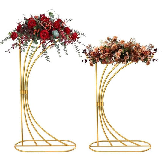 Gold Metal Planter Pedestal Stand - Tall Round Cylinder Plant Stand for Large Plants & Events