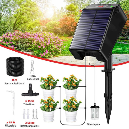 Solar Automatic Drip Irrigation Kit 5V. 2.5 W system for Home Garden | Self-Watering Solar System with Anti-Siphon Device