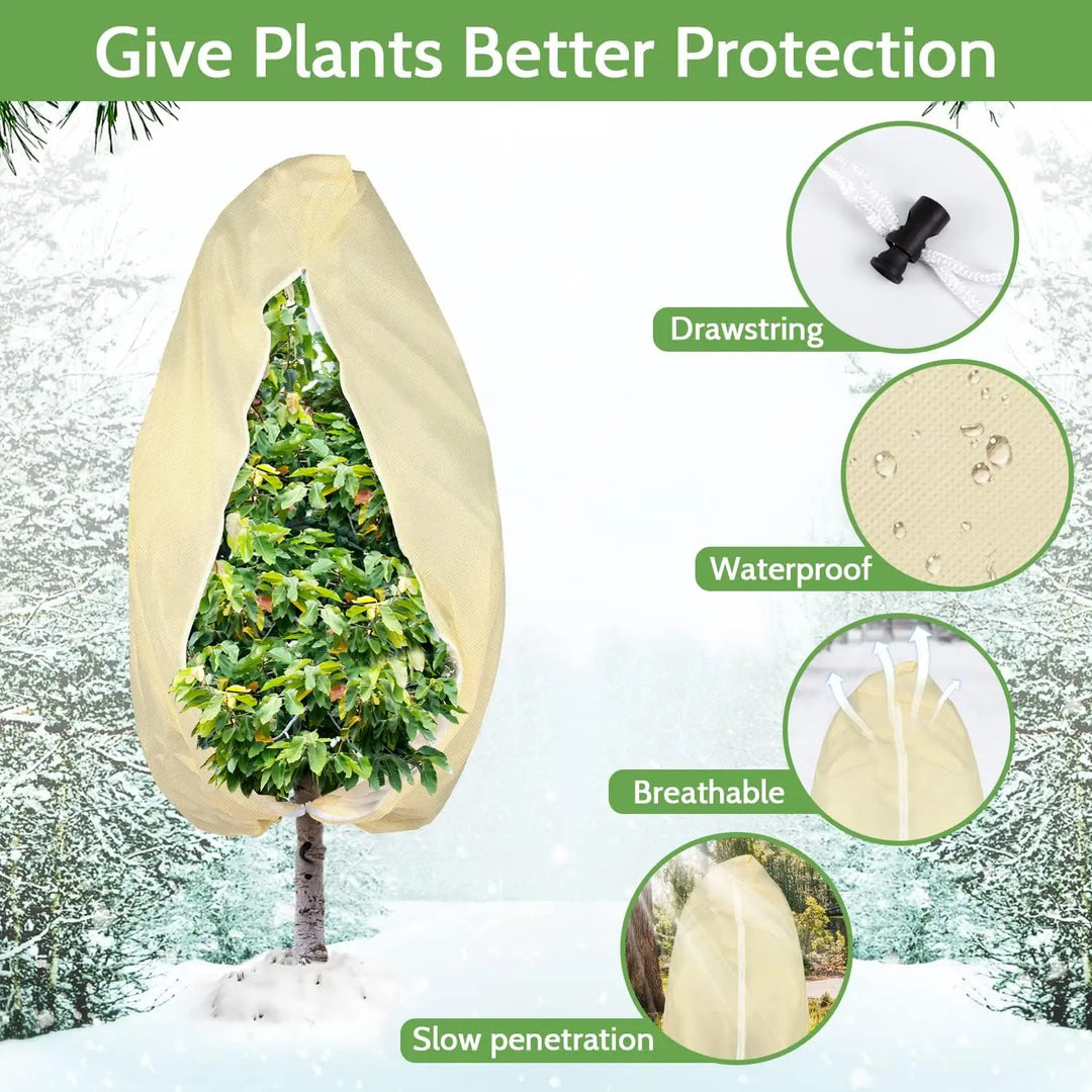 1PC Winter Plant Cover - Frost Protection, Anti-Freezing, Tear-Resistant Garden Cover with Drawstring Zipper Design