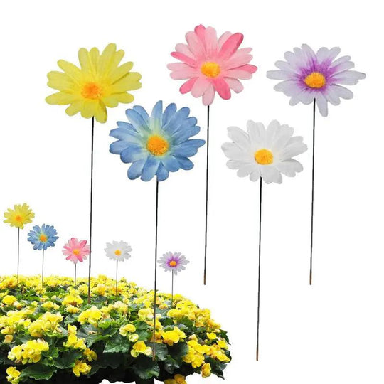 Decorative Garden Stakes - Metal Flower Yard Art, Colorful Outdoor Floral Picks, Daisy Garden Decor, Durable Garden Stakes for Lawn, Pathway, and Yard