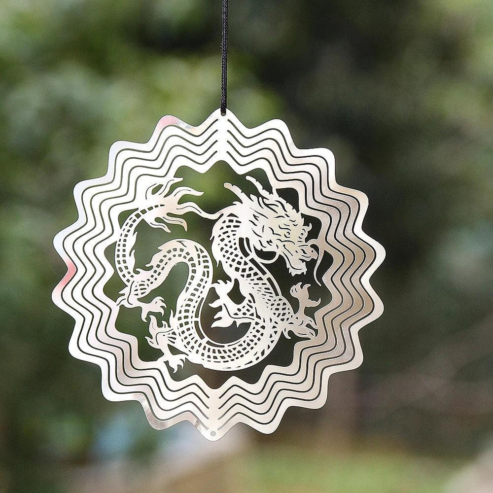 Dragon Sublimation Metal Wind Spinner for Yard - Reflective Garden Spinner - Outdoor Wind Spinners for Lawn and Garden Decor