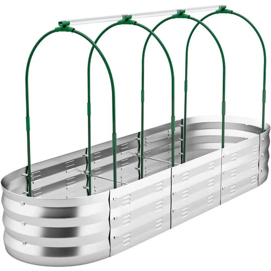 5.4 x 1.6 x 0.8 ft Galvanized Steel Raised Garden Bed with Greenhouse Covers - Ideal for Fruits, Vegetables, and Herbs