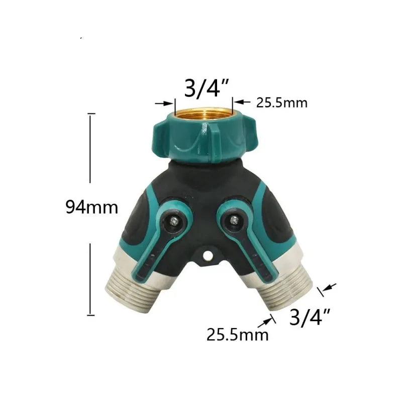 Garden Watering 2-Way Hose Splitter Connector – 3/4 Inch Y-Type Water Splitter for Drip Irrigation