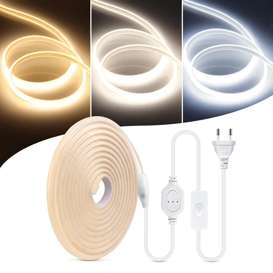 Waterproof Outdoor LED Strip Lights - 120V High Brightness COB for Exterior Lighting - 9.8 ft ~ 114.8 ft