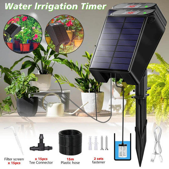 Solar Automatic Drip Irrigation Kit 5V. 2.5 W system for Home Garden | Self-Watering Solar System with Anti-Siphon Device