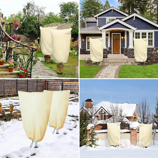 1PC Winter Plant Cover - Frost Protection, Anti-Freezing, Tear-Resistant Garden Cover with Drawstring Zipper Design