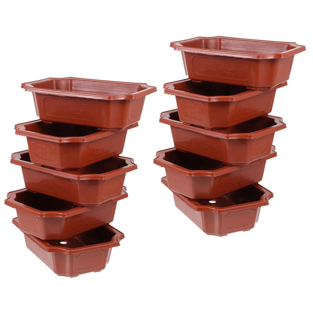 10 Pcs Large Bonsai Pots - Reusable Plastic Flowerpots