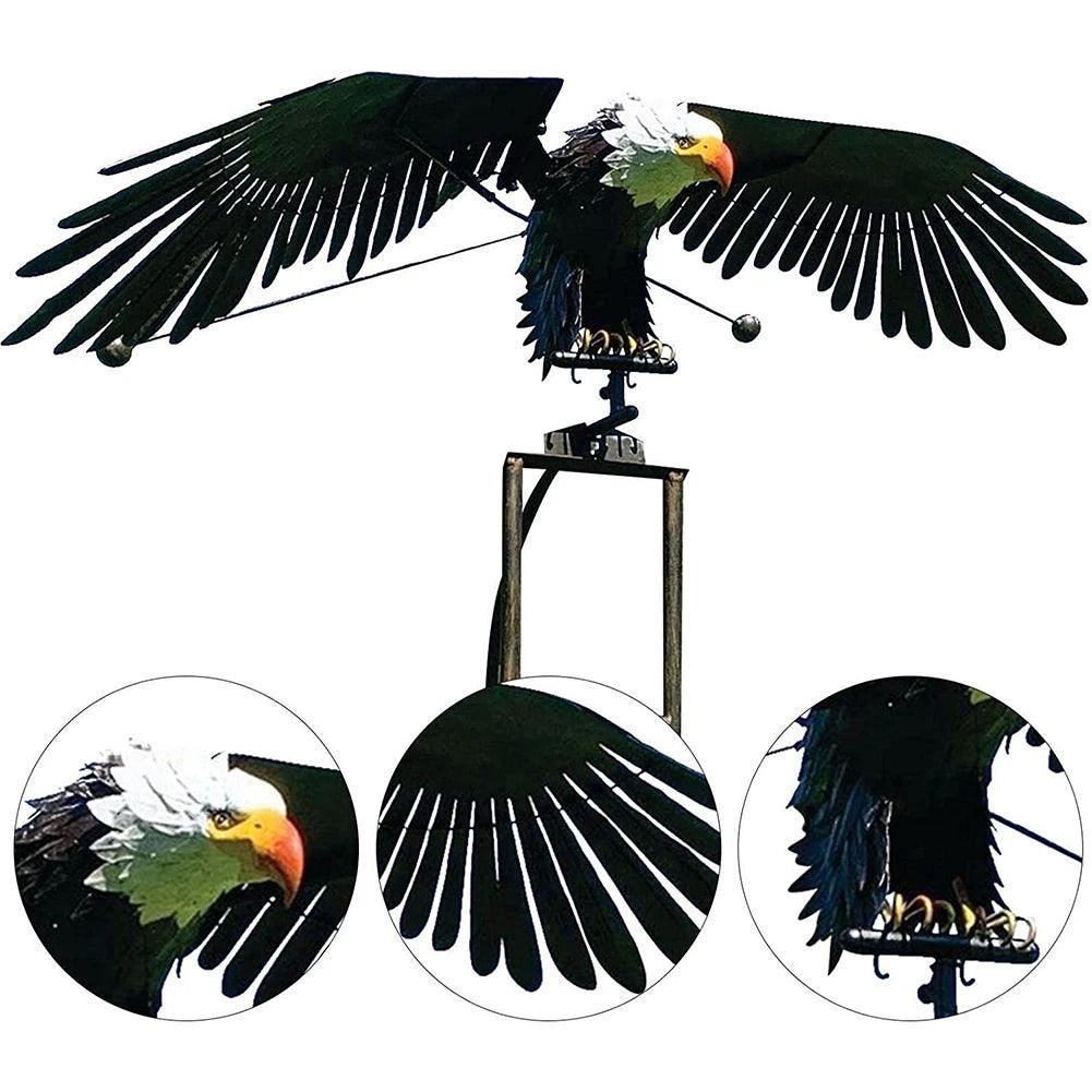 Wind Sculptures - Wing Flapping Eagle Kinetic Art for Gardens | Wind Spinners Outdoor Decor