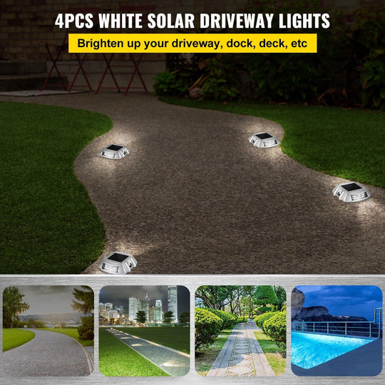 Solar LED Driveway Lights Outdoor Waterproof 6 LEDs Pathway, Walkway, and Driveway Lighting