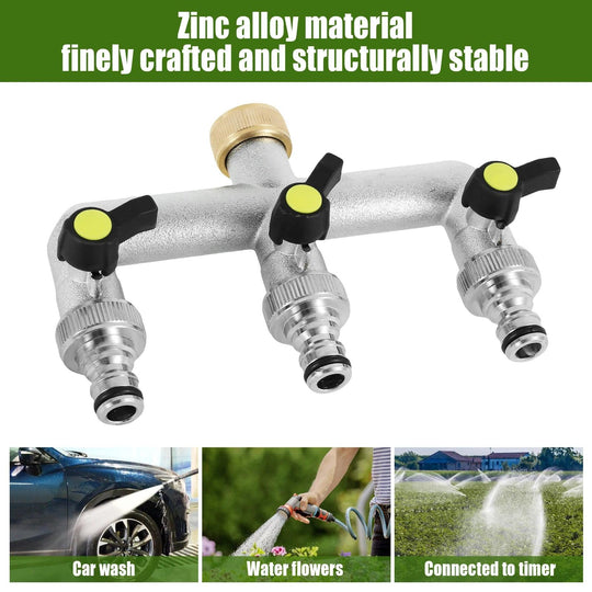 3/4 Inch 2/3 Way Hose Splitter - Garden Water Splitter Faucet Adapter with Valve for Multi-Way Irrigation