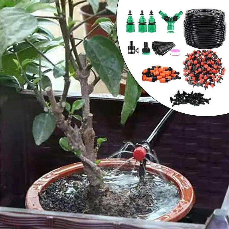 Drip Irrigation System Kit - Automatic Garden Watering with Misting System, Quick Connect DIY, and Water-Saving Features for Patio & Plant Care