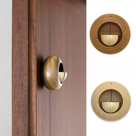 Wooden Wind Chimes Doorbell - Decorative Wood and Brass Bell for Door Opening, Japanese Porch Reminder, Outdoor Wind Chime