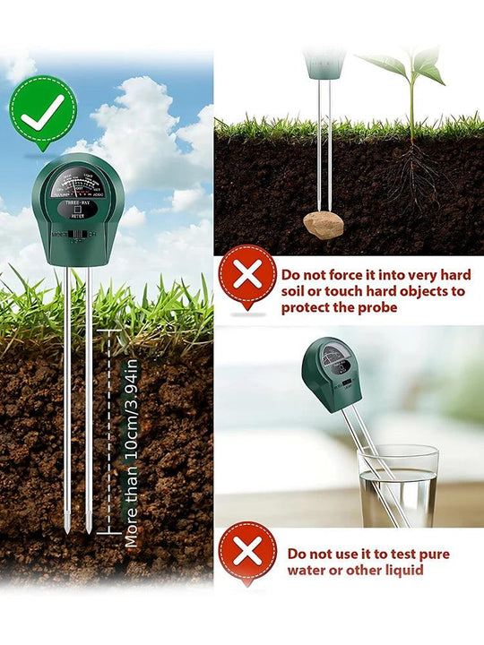 1 PC Digital 3-in-1 Soil pH Meter, Moisture Monitor & Temperature Sunlight Tester – Accurate Soil pH Testing & Measurement