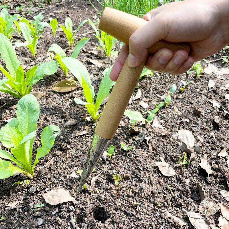 Home Gardening Wooden Planting Tool - Hand Digger for Seeds, Bulbs, and Seedlings Removal