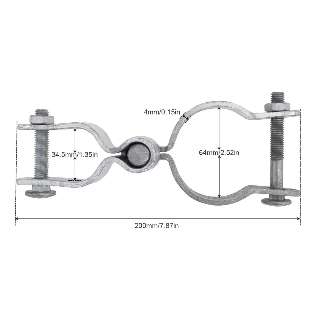 2-Pack 1-3/8 x 2-3/8 Chain Link Fence Gate Post Hinges with Heavy Duty Metal Hinges for Chain Link Fencing, Privacy Fence, and Fence Gates