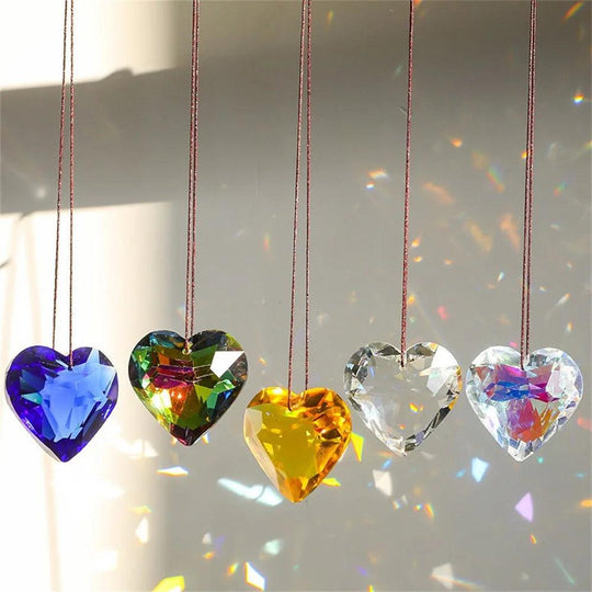 1.77" Heart Crystal Sun Catcher Prism for Window Suncatcher with Hanging Crystals - Rainbow Maker for Home, Office, Garden Decor, Christmas Gift