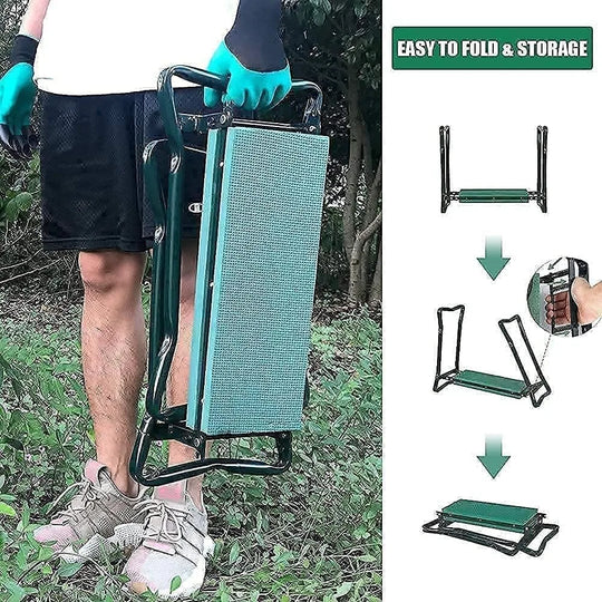 Heavy Duty Gardening Tool Set with Kneeler & Seat, Tool Pouches, Gloves, Organizer Basket – Ideal Garden Tool Kit